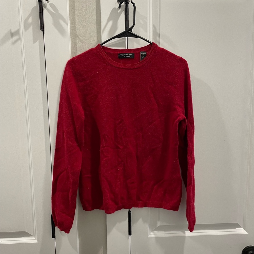 Valerie Steven’s 100% Cashmere Red Women's Sweater
